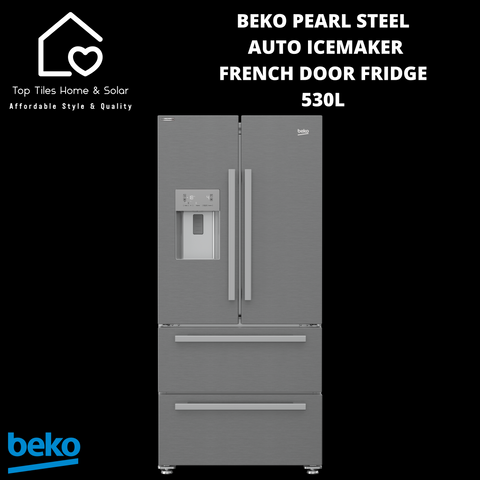 Beko Pearl Steel Auto Icemaker French Door Fridge - 530L