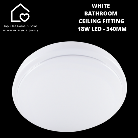 White Bathroom Ceiling Fitting 18W LED - 340mm