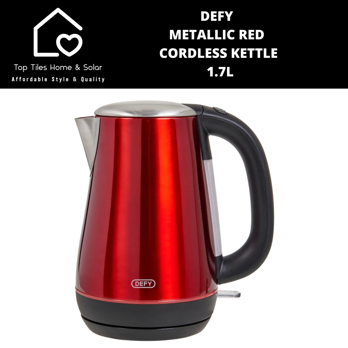 Defy Metallic Red Cordless Kettle 1.7L WK828R Top Tiles Home