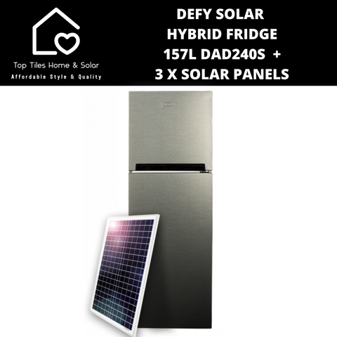 Defy Solar Hybrid Combi Fridge - 157L DAD240S With 3 x Solar Panels