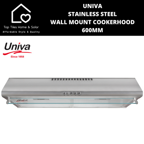 Univa Stainless Steel Wall Mount Cookerhood - 600mm