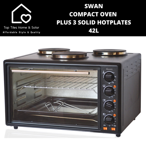 Swan Compact Oven plus 3 Solid Hotplates - 42L