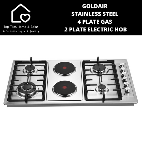 Goldair Stainless Steel 4 Plate Gas 2 Plate Electric Hob