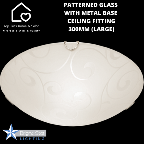 Patterned Glass With Metal Base Ceiling Fitting - 300mm (Large)