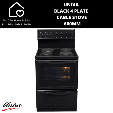 Univa Black 4 Plate Cable Stove - 600mm