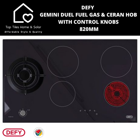 Defy Gemini Duel Fuel Gas & Ceran Hob With Control Knobs - 820mm DHG901