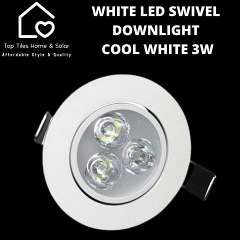 White Aluminum LED Swivel Downlight - Cool White 3W