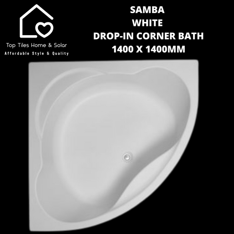 Samba White Drop-in Corner Bath - 1400 x 1400mm