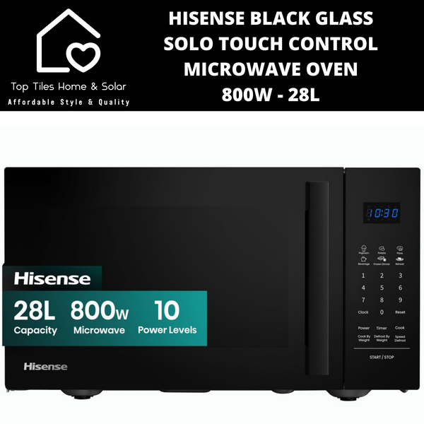 Hisense Black Glass Solo Touch Control Microwave Oven - 28L