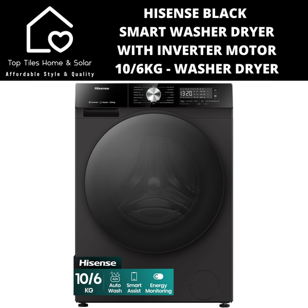 Hisense Black Smart Washer Dryer with Inverter Motor - 10/6kg Washer Dryer