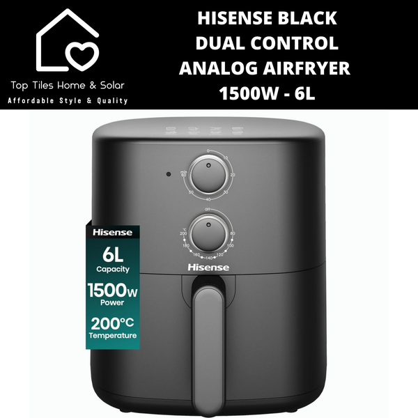 Hisense Black Dual Control Analog Airfryer 1500W - 6L