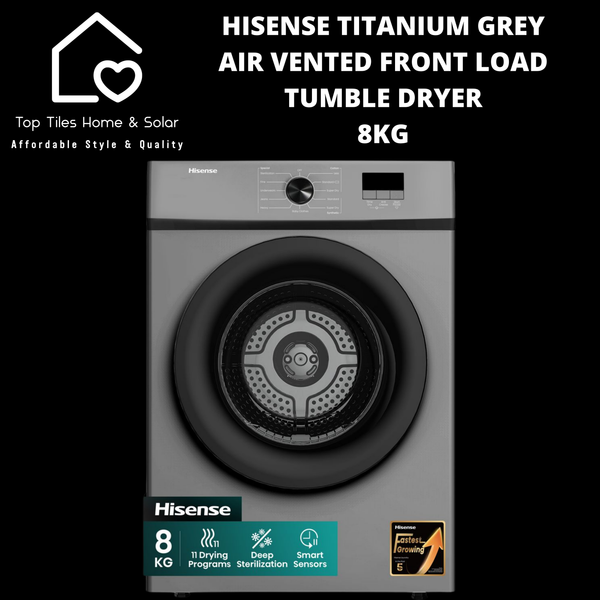 Hisense Titanium Grey Air Vented Front Load Tumble Dryer - 8kg