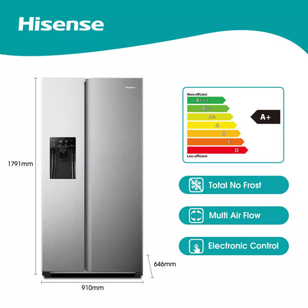 Hisense Brushed Stainless Fridge  - 474L Water & Ice Dispenser