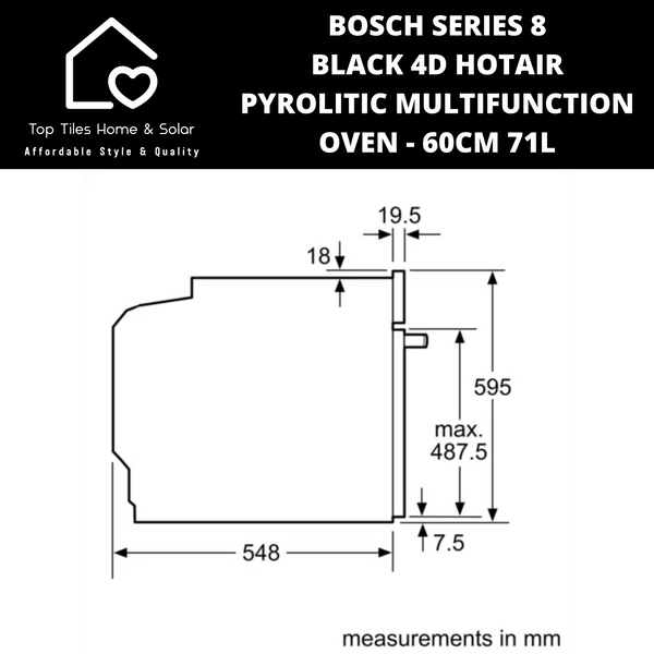 Bosch Series 8 - Black 4D HotAir Pyrolitic Multifunction Oven - 60cm 71L