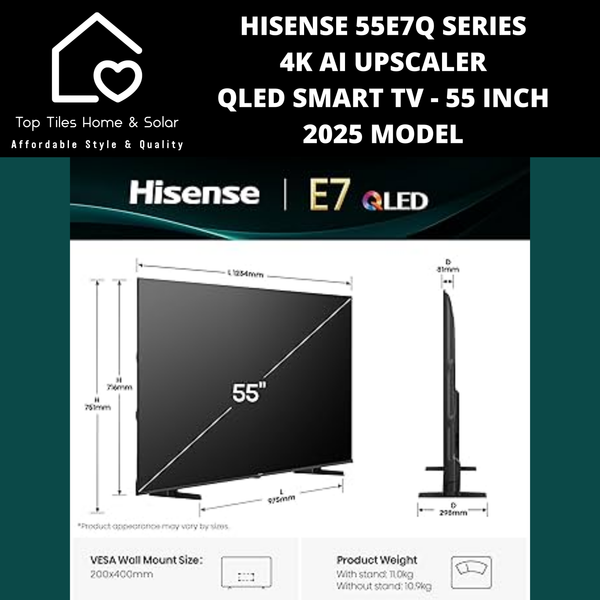 Hisense 55E7Q Series Quantum Dot 4K QLED Smart TV - 55 Inch 2025 MODEL