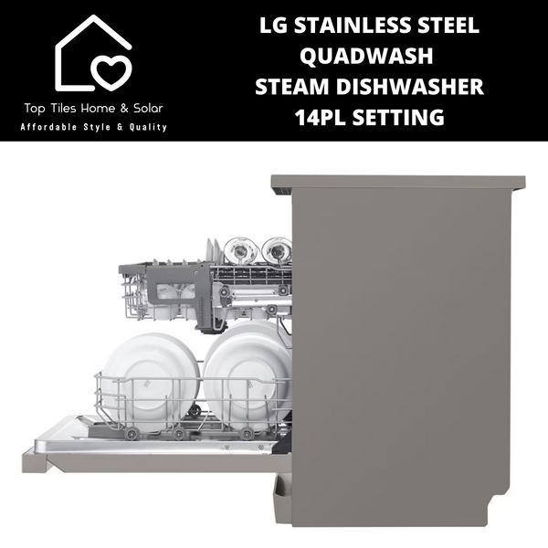 LG Stainless Steel QuadWash Steam Dishwasher - 14Pl Setting