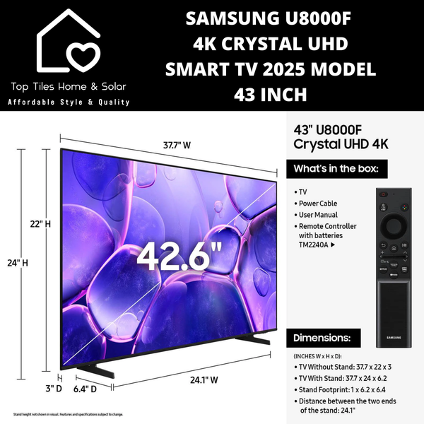 Samsung U8000F 4K Crystal UHD Smart TV 2025 - 43 Inch