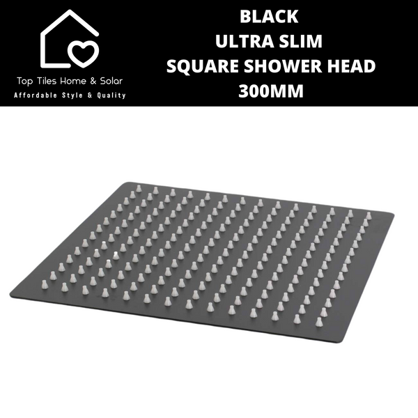 Black Ultra Slim Square Shower Head - 300mm