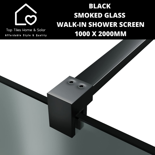 Smoked Glass Walk-in Shower Screen - 1000 x 2000mm