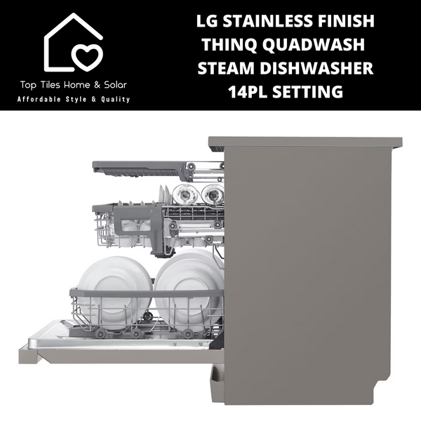 LG Stainless Finish ThinQ QuadWash Steam Dishwasher - 14Pl Setting