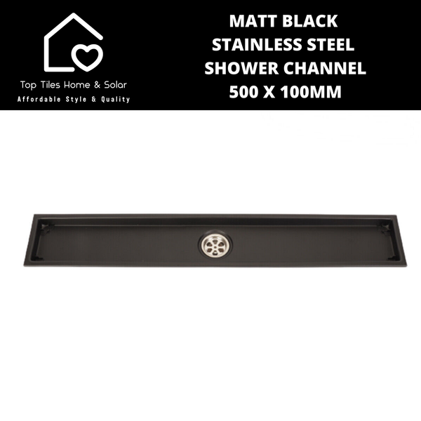 Matt Black Stainless Steel Shower Channel - 500 x 100mm