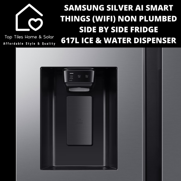 Samsung Silver Ai Smart Things (Wifi) Non Plumbed Side by Side Fridge - 617L Ice & Water Dispenser