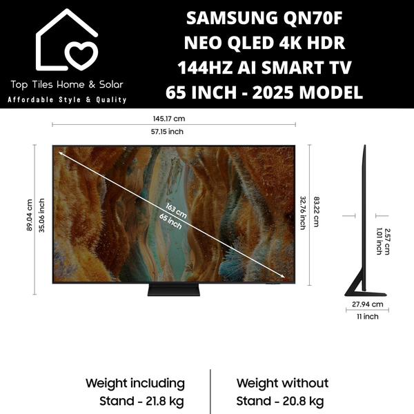 Samsung QN70F Neo QLED 4k HDR 144Hz Ai Smart TV - 65 Inch