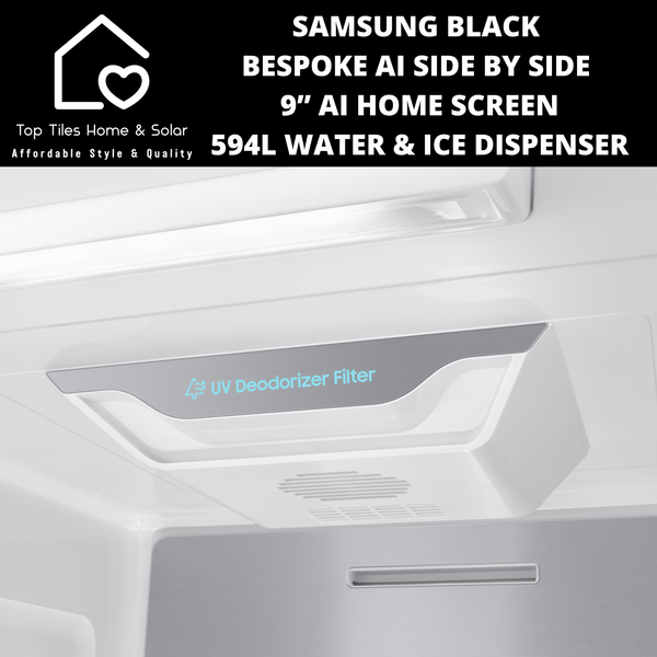 Samsung Black BESPOKE AI Side by Side 9” AI Home Screen - 594L Water & Ice Dispenser