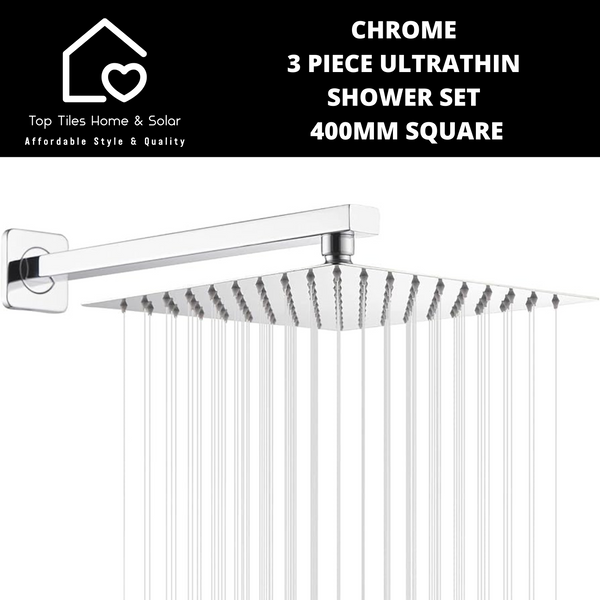 Chrome 3 Piece Ultrathin Shower Set - 400mm Square