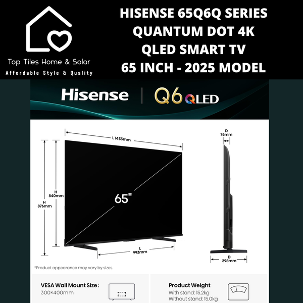 Hisense 65Q6Q Series Quantum Dot 4K QLED Smart TV - 65 Inch 2025 MODEL