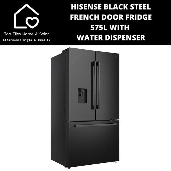 Hisense Black Steel French Door Fridge  - 575L With Water Dispenser