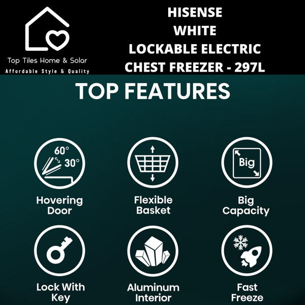 Hisense White Lockable Electric Chest Freezer - 297L