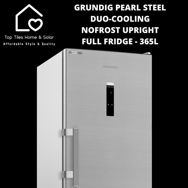 Grundig Pearl Steel Duo-Cooling NoFrost Upright Full Fridge - 365L