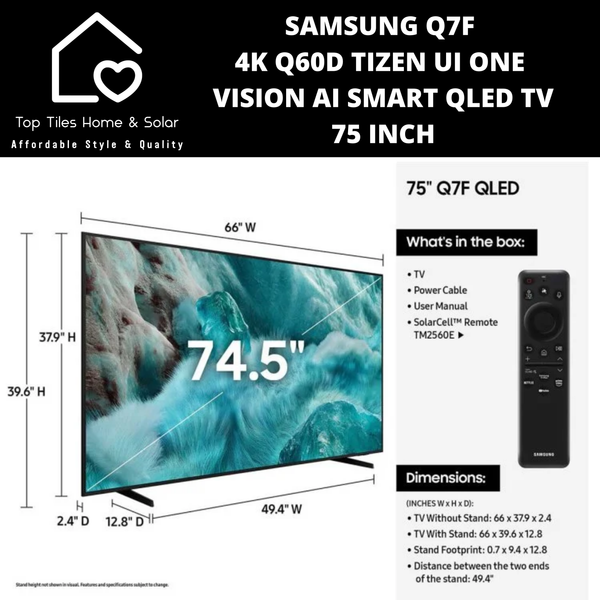 Samsung Q7F 4K Q60D Tizen UI ONE VISION AI Smart QLED TV - 75 Inch