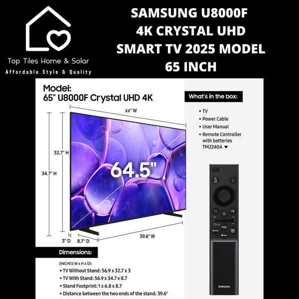 Samsung U8000F 4K Crystal UHD Smart TV 2025 - 65 Inch
