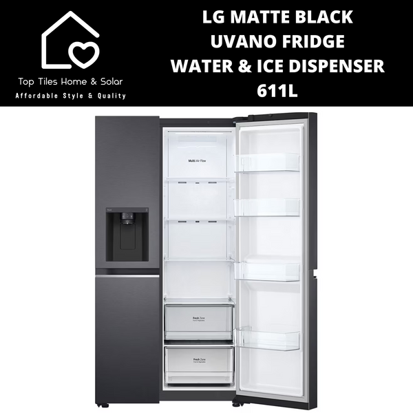 LG Matte Black Uvano Fridge - 611L Water & Ice Dispenser