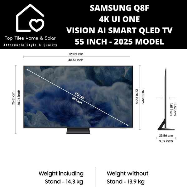 Samsung Q8F 4K UI ONE VISION AI Smart QLED TV - 55 Inch  2025 Model