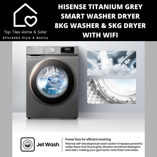 Hisense Titanium Grey Smart Washer Dryer - 8kg Washer & 5kg Dryer