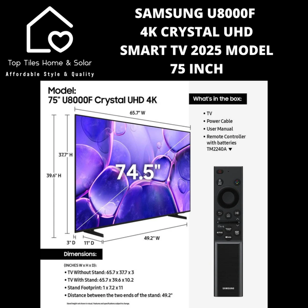 Samsung U8000F 4K Crystal UHD Smart TV 2025 - 75 Inch