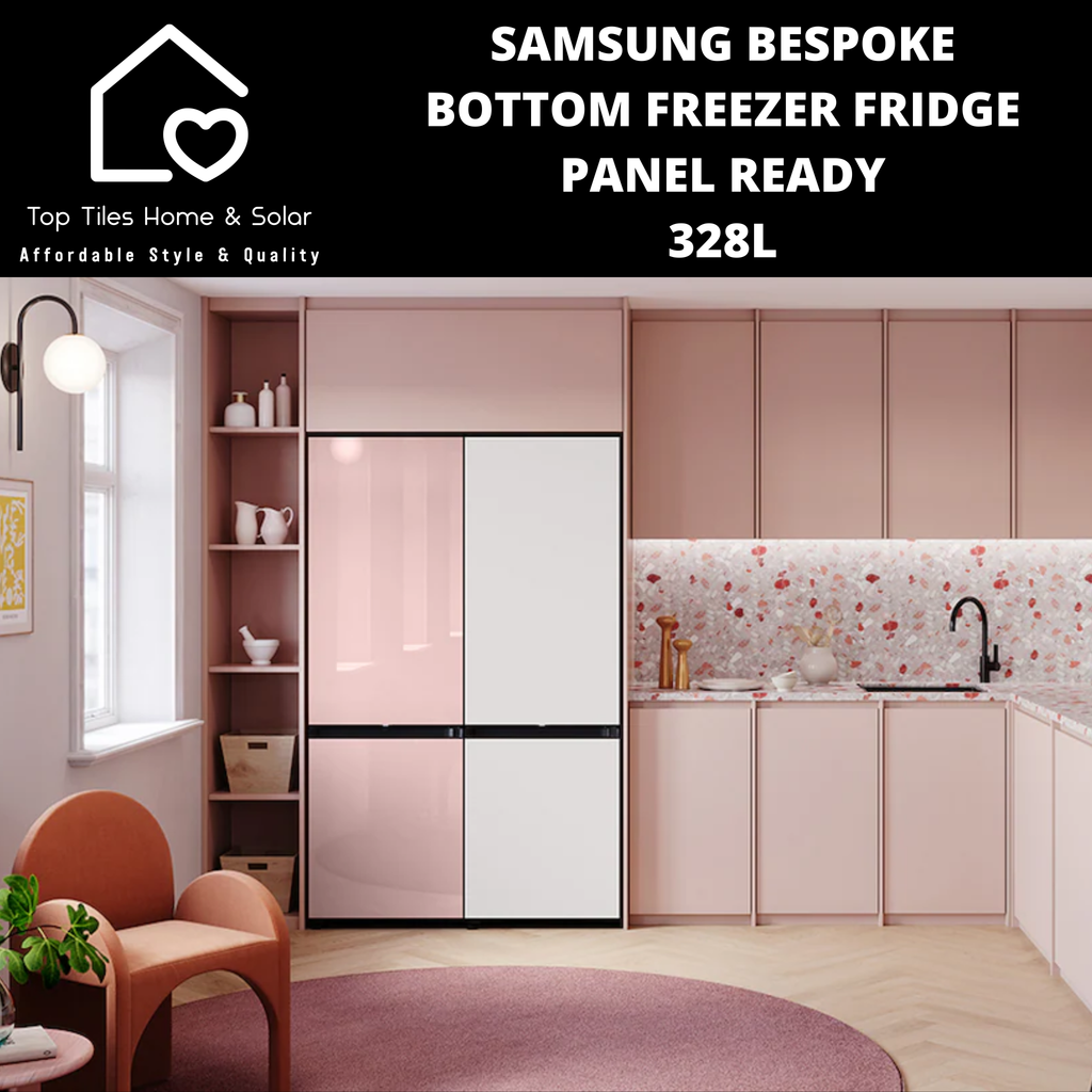Samsung Bespoke Bottom Freezer Fridge Panel Ready 328L Top Tiles