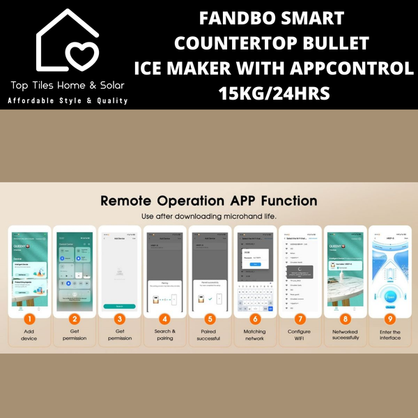Fandbo Smart Countertop Bullet Ice Maker with AppControl - 15kg/24Hrs