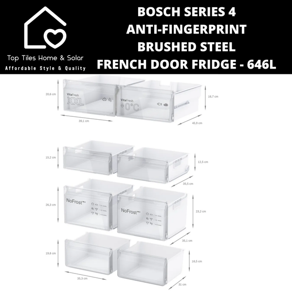 Bosch Series 4 - Anti-Fingerprint Brushed Steel French Door Fridge - 646L