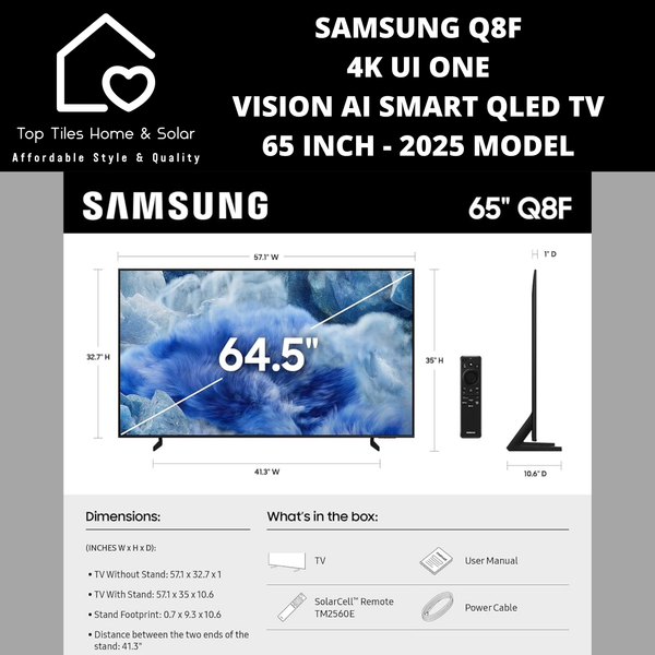 Samsung Q8F 4K UI ONE VISION AI Smart QLED TV - 65 Inch  2025 Model