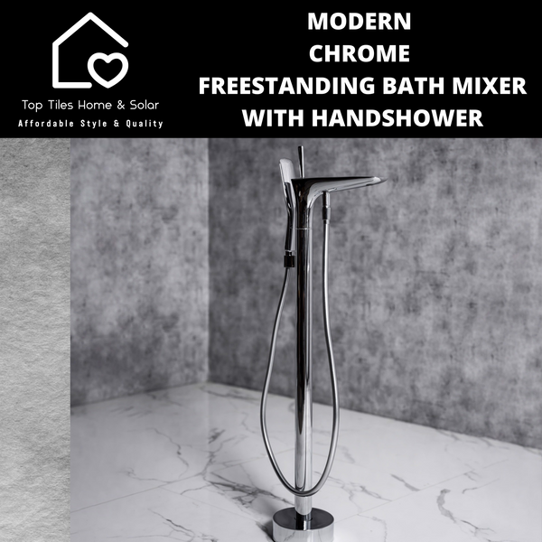 Modern Chrome Freestanding Bath Mixer With Handshower