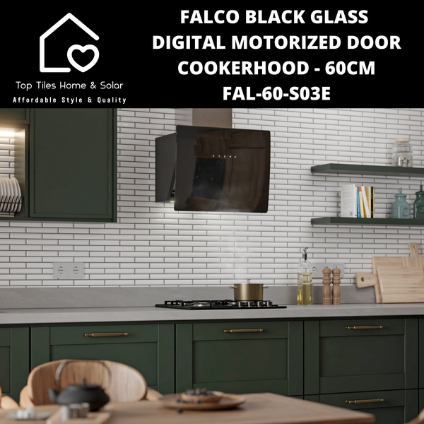 Falco Black Glass Digital Motorized Door Cookerhood - 60cm FAL-60-S03E