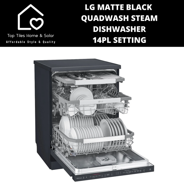 LG Matte Black QuadWash Steam Dishwasher - 14Pl Setting