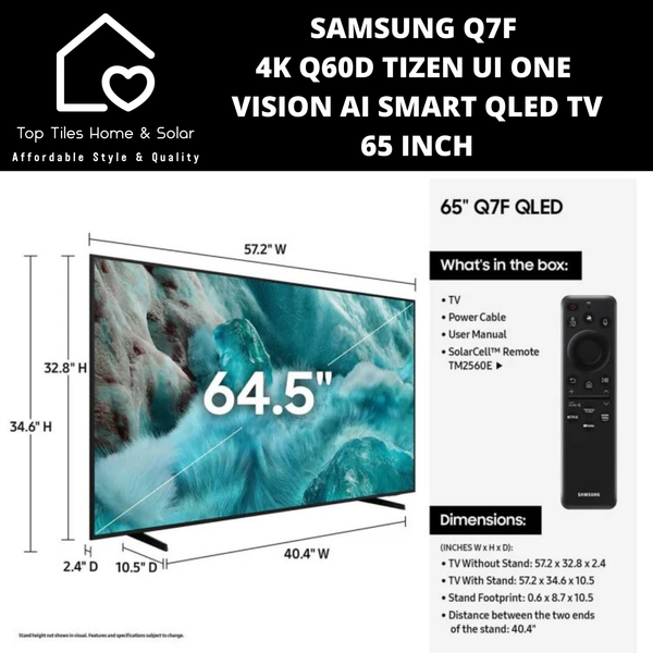 Samsung Q7F 4K Q60D Tizen UI ONE VISION AI Smart QLED TV - 65 Inch