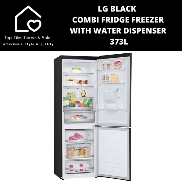 LG Black Combi Fridge Freezer - 373L Water Dispenser