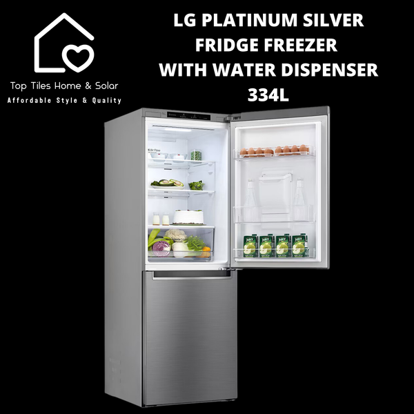 LG Platinum Silver Fridge Freezer with Water Dispenser - 334L