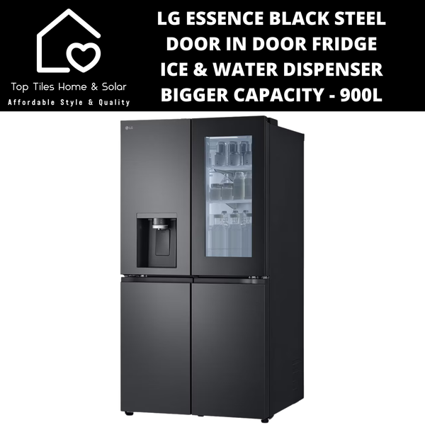 LG Essence Black Steel Door in Door Fridge with Ice & Water Dispenser - 900L
